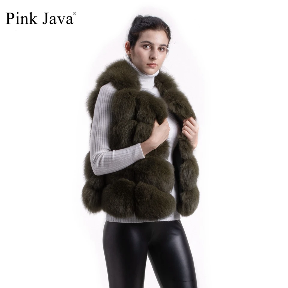 Pink java qc8082 skutočná líška kožušina Ženy zimné originálne líšky krátke vesty prírodné kožuchy bundy horúci predaj vysoká kvalita
