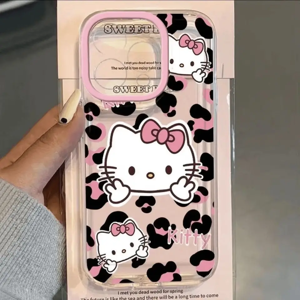 Pink Leopard Hello Kitty Clear Space Telefon Pase pre Vivo Y 03 17S 19 21S 28 28 32 33S 52S 55S 73S 76S 78 100 200 4G Cover