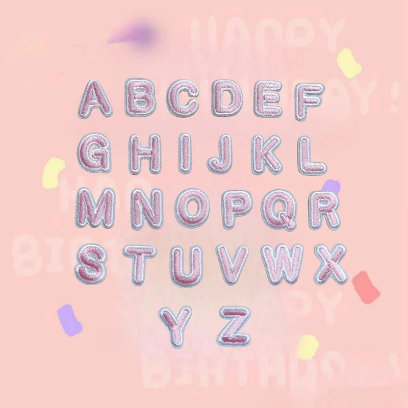 Pink Mini ababett Letter Scrapbooking Supplies Sticker Vyšívacie železo na záplatách pre domáce zvieratá vyrábané