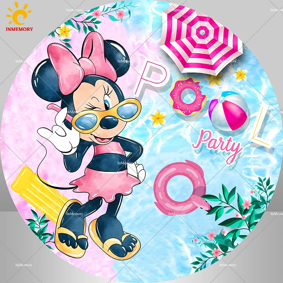 Pink Minnie Mouse Pool Party Arch Covert Cover For Girls Summer Aloha Flamingo bábätko k narodeninám oslava Chiara Arched Wall