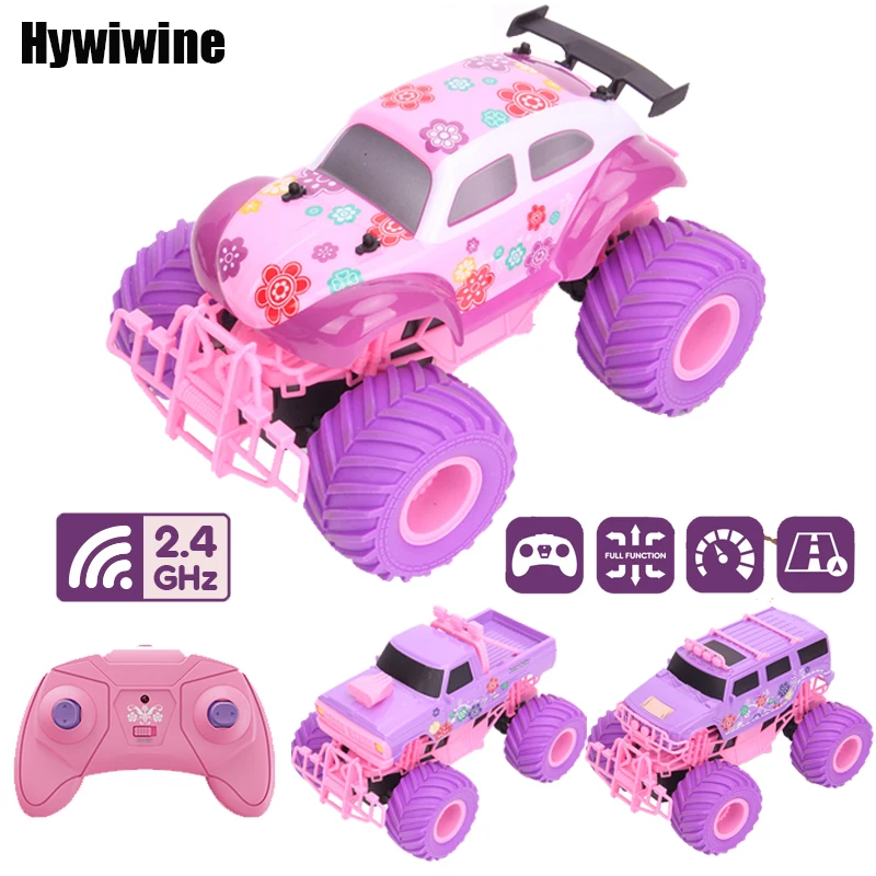 Pink RC CAR Electric Drive Off-Road Veľké koleso Vysokorýchlostné fialové diaľkové ovládacie vozidlá Girls Hračky pre deti