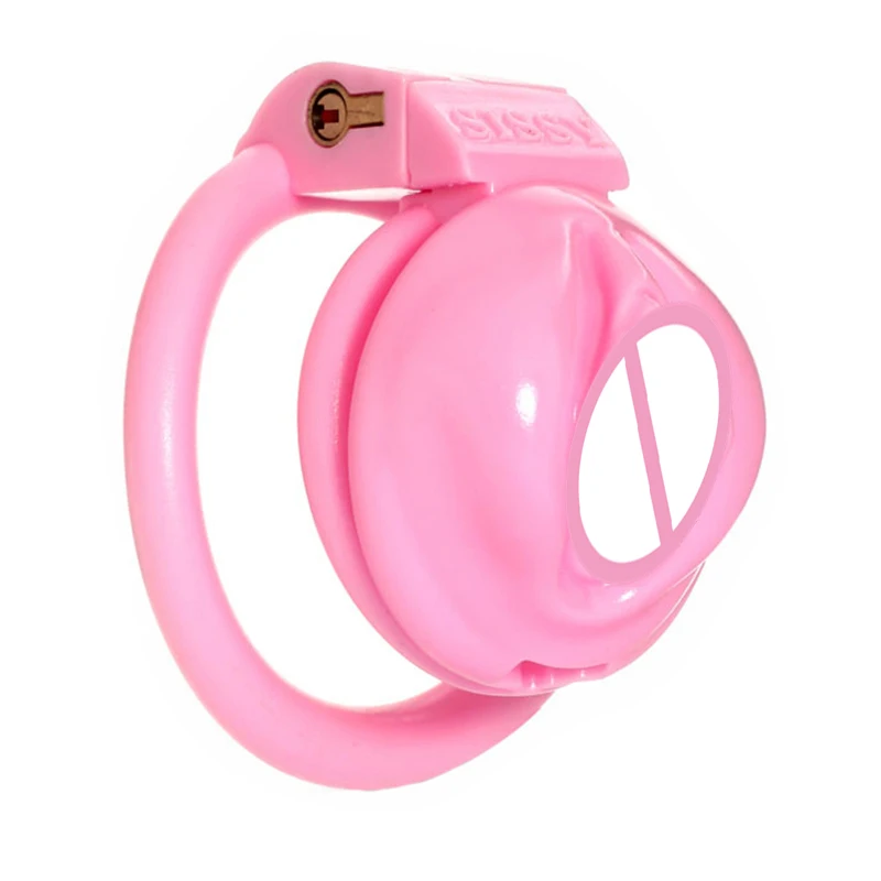 Pink sissy cudnosť zariadenia so 4 penisovými krúžkami Ženy Skutočná mačička malá mužská klietka zámok klietka Slave bdsm otroctvo sexuálne hračky pre muža gay
