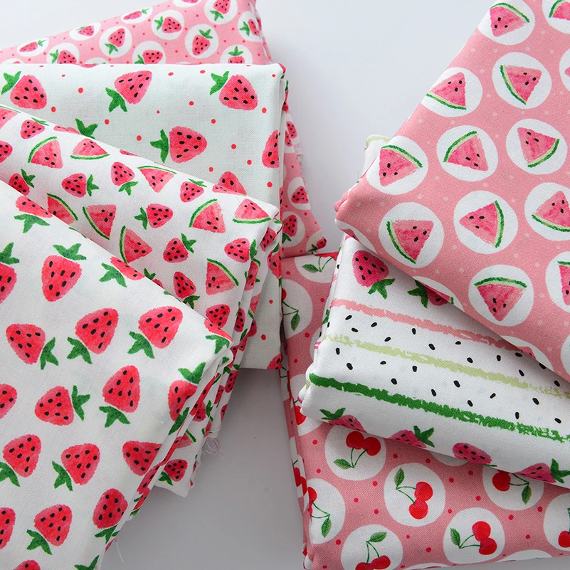 Pink Strawberry Cherry Waterm Watern tkans Cotton Hand vyrábané odevy domácich miláčikov Pastorálne šaty dieťa o polter