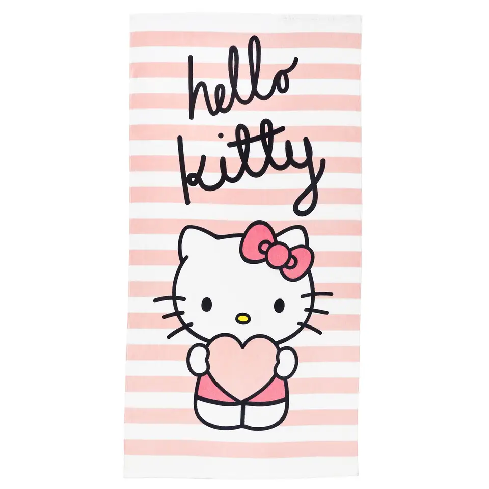 Pink Stripe Hello Kitty Cat pláž uteráky Detské dievčatá Dievčatá Darček na kúpeľňu Super absorbent a mäkký uterák pre pláž na kúpalisko
