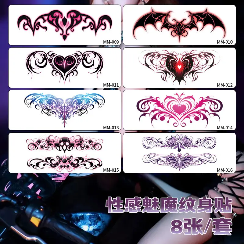 Pink Succubus Dočasné tetovanie pre ženy sexy anime falošné tetovanie umenie trvalé tetovanie nálepky vodotesné Tatuaje časy