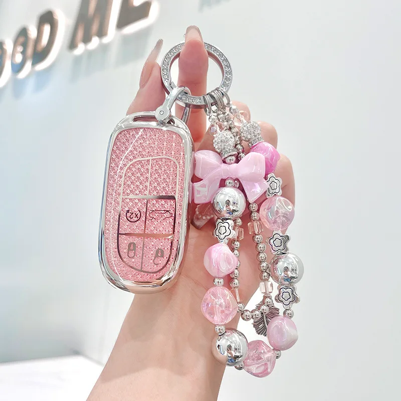 Pink TPU pre Jeep Cherokee Compass veliteľ Renegade Chrysler 300C pre Dodge Challenger Journey nabíjačku na nabíjačke kľúča Case FOB