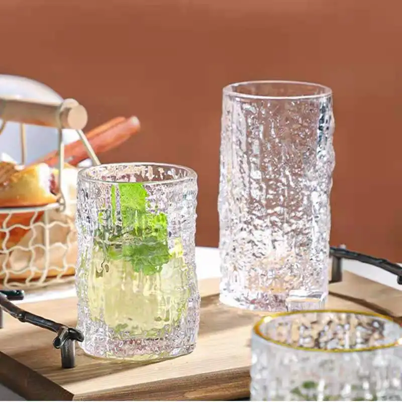 Pinny Bark Pattern Glass Moderné víno sklo šťava Dojkové sklo opakovane použiteľné plastové sklo šálka
