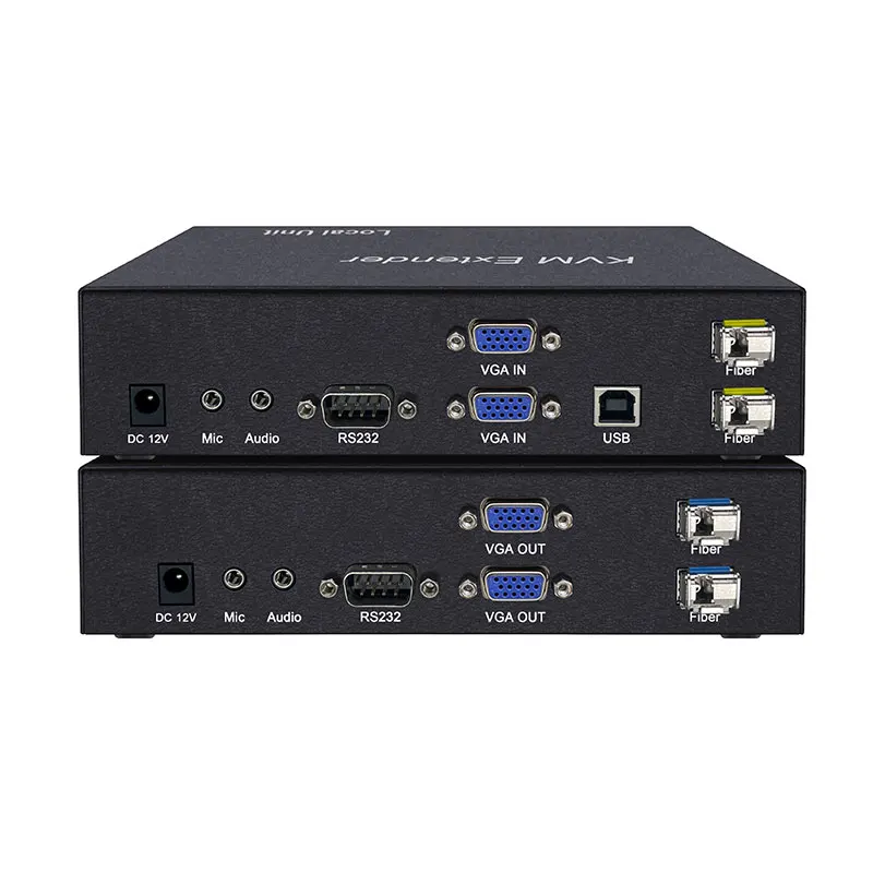 Pinwei 2 porty VGA KVM Vlákno predlžovača nad SMF až do 20 km LC VGA do vláknového optického vysielača a prijímača s audio USB2.0 MIC Audio