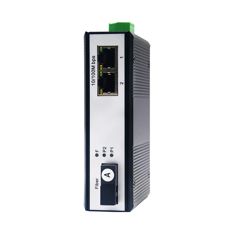 Pinwei Industrial Fiber Optické médiá prevodník Ethernet Switch 10/100 Mbps 2 RJ45 Port 1