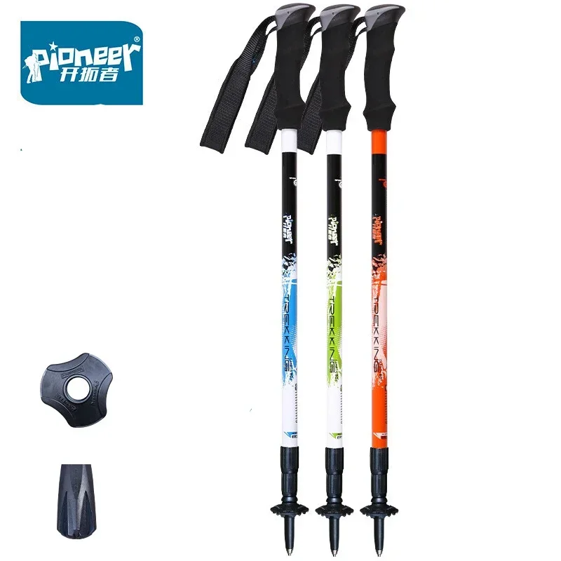 Pioneer Alpenstocks ultralight trekking pól skladacie chôdze na turistické tyčinky kemping antishock uhlíkové vlákno Treking póly 135 cm