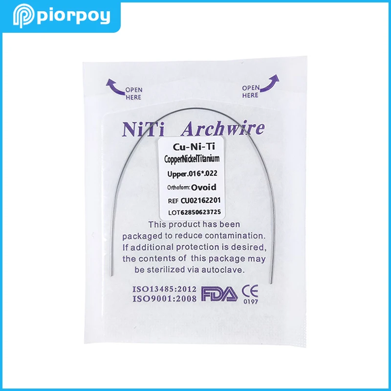 Piorpoy 1pack dentálna ortodontika Archwire Copper Ovoid forma Cu-niti okrúhly oblúk zubné zubné zubné zubné materiály 12/16/16/18 horný/dolný/dolný