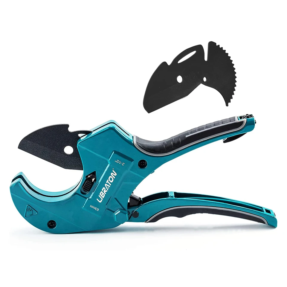 Pipe Rovna Libraton Ratchet a PVC Cutter, jednorazový rýchly rúrkový strihaný nástroj s náhradnou čepeľou pre rezy 2-1/2 