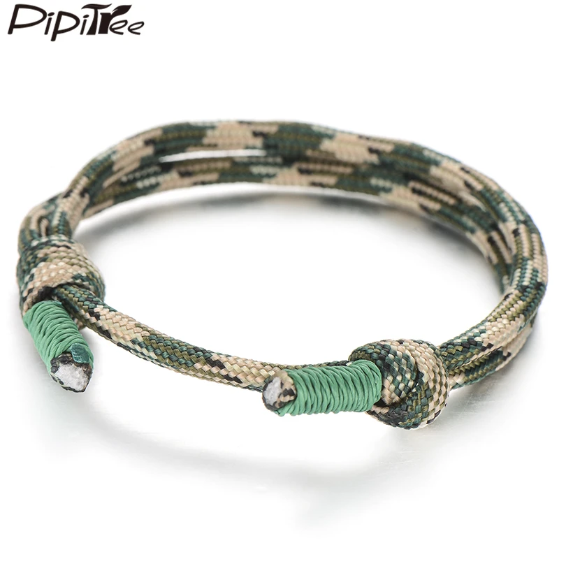 Pipitree móda farebný paracord lano Braiding náramok pre mužov pre mužov
