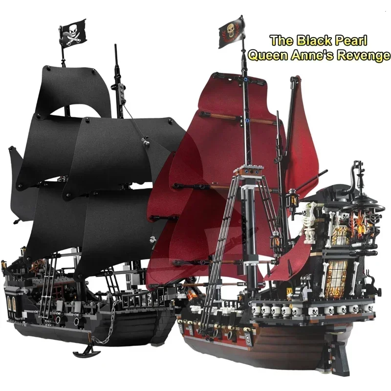 Piráti z Karibikov kráľovná Anne Revenge Warship Warship The Black Pearl 4195 4184 Lode Building Blocks Model Hračky tehly detské darčeky