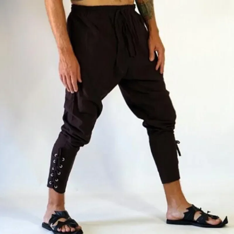 Pirátske nohavice pre mužov Viking cosplay renesančné stredoveké gotické nohavice pirátske kostýmy nohavice Men Plus veľkosť 5xl t