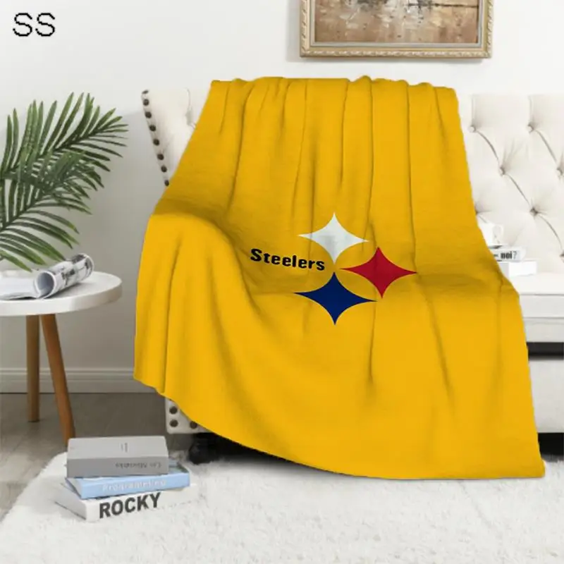 Pittsburgh Steelers logo prikrývka mikrovlákna Mikrovlákna Plaid prikrývky pre dekoratívne pohovky King King Hádanie