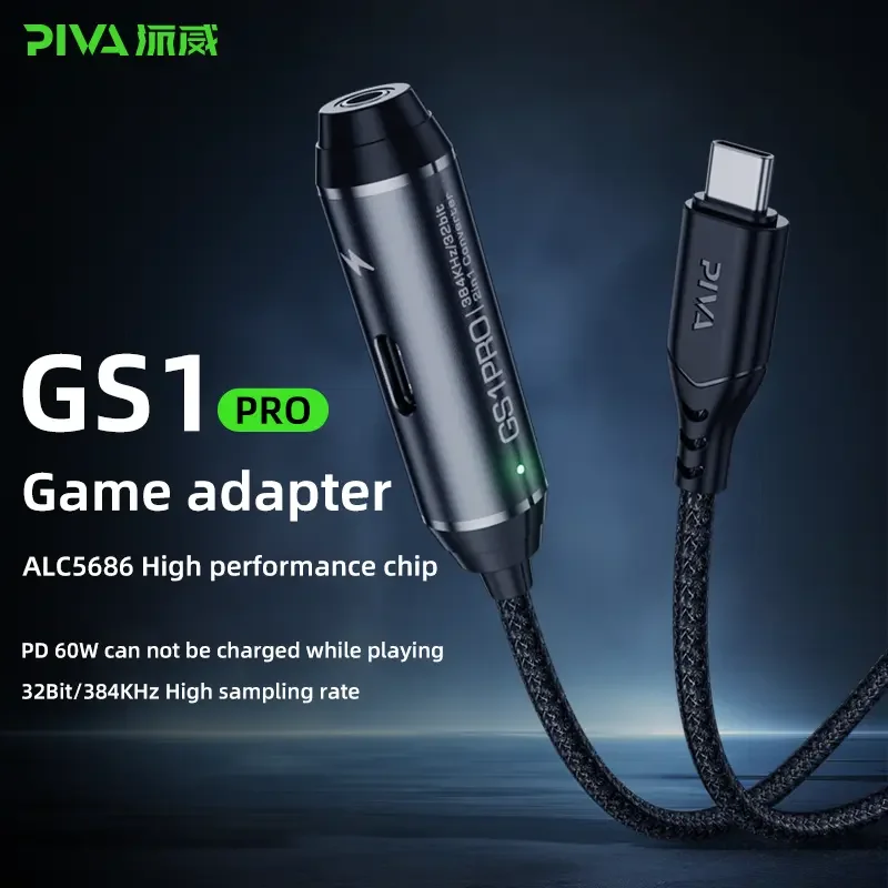 PIVA GS1 PRO Adaptér typu C Type-C Prevodník slúchadla Tablet PD Rýchly nabíjanie 2-v-1 Gaming vhodné pre Apple iPad Pro