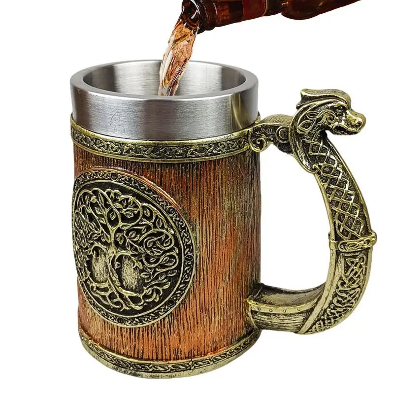 Pivo Steins for Men Vintage Mock Wooden Barrel Design Pivné hrnčeky a Steins Food Grade Ovel Stredovek