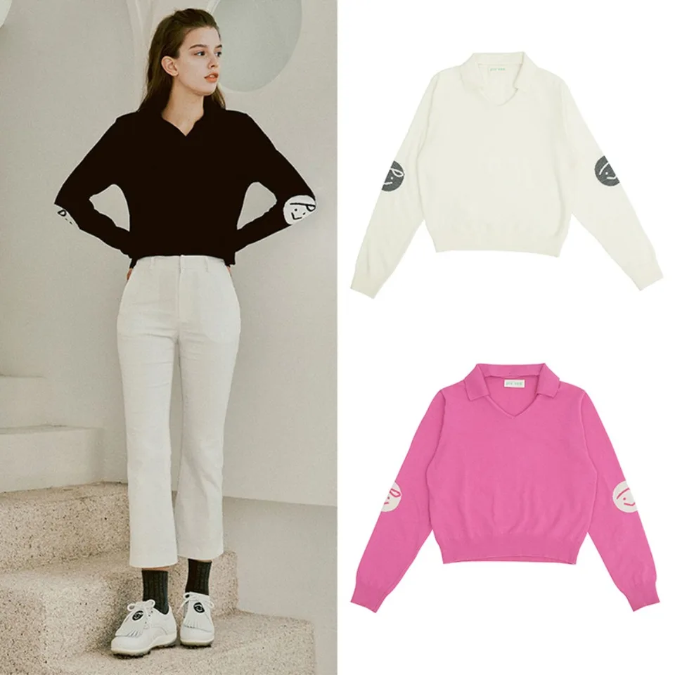 PIV'VEE Dámsky nový jesenný pletený sveter Šport Slim Fit Fit Fit klopne vysokokvalitné tkanina High Elasticity Golf Luxury Top Top
