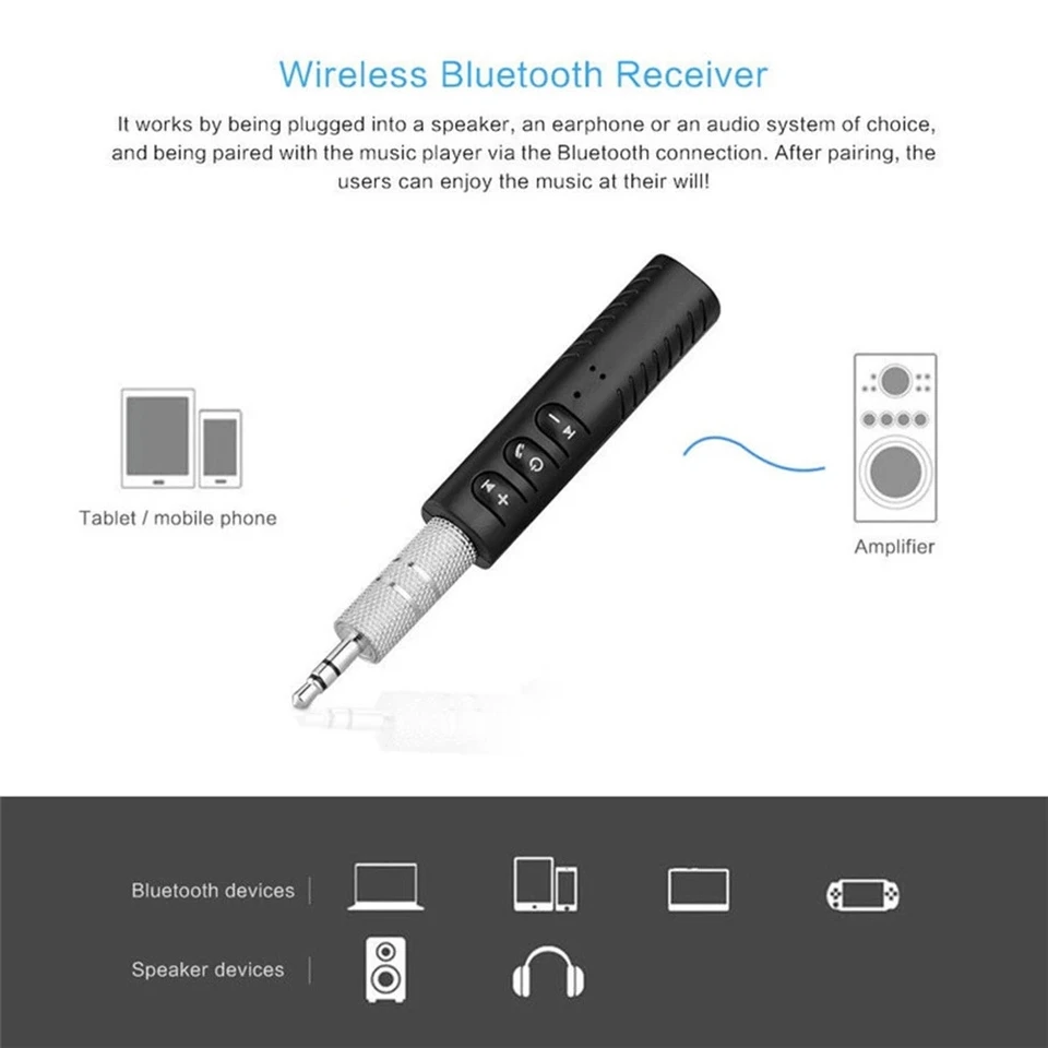 Pix-Link B09 Wireless Bluetooth-kompatibilný prijímač 5.0 Adaptér Čierny Jack 3,5 mm bezdrôtový prijímač pre reproduktor MP3 CAR PC MP3