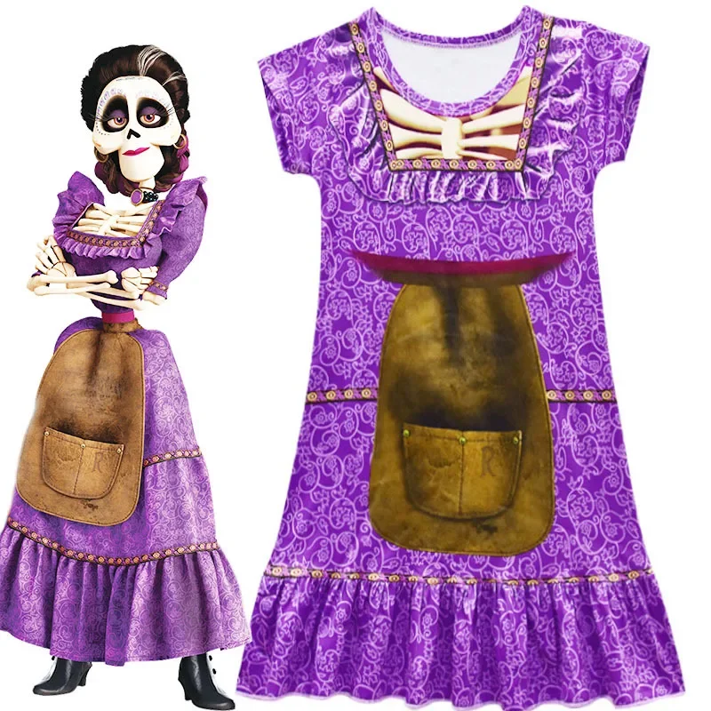 Pixar Coco Mama Imelda Cosplay kostýmy Dievčatá Dievčatá hudba snívajúca okolo Halloween Family Fancy Party Dress for Kids C19646ch
