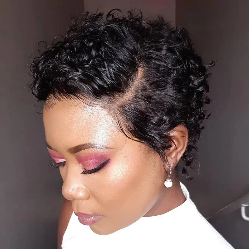 Pixie Cut Parochňa 13*1transparentné čipky ľudské vlasové parochne pre ženy Krátka Bobová parochňa Časť Čipka parochňa Brazília Human Huans