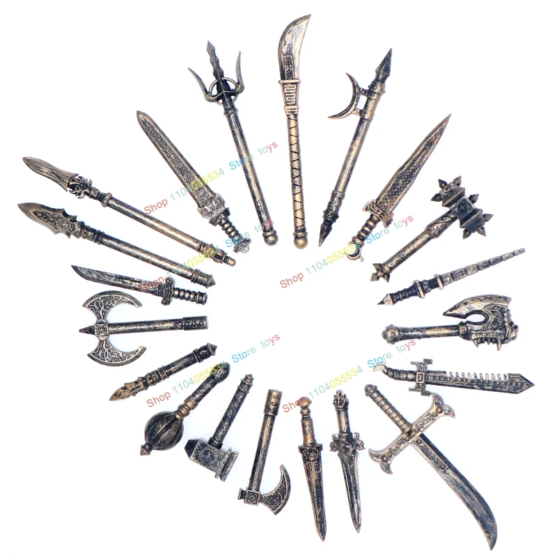 PJT077 Stredoveké MOC zbrane Obrázky Obsahy STAVELOVANIE BRONZE SWORD Shield Bow so šípkou Trident kladivo sekera tehly pre deti