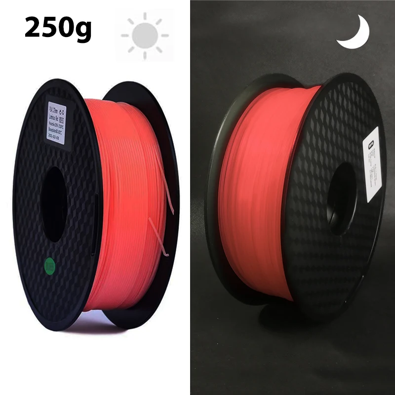 PLA Svetelné vlákno dúha Noctilucentné ružové červené modré svetlo pre PLA 3D tlač plastového vodiča Vákuové balenie 1,75 mm 250 g