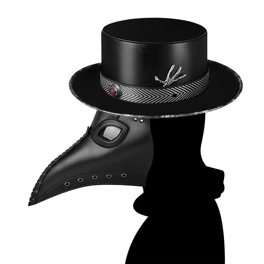 Plague Doctor Mask Pu Koža Raptor Cosplay Halloween Funny zobák Halloween Stredoveké parné parné karneval Maskináde maskova maska