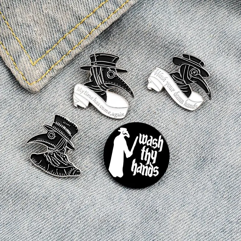 Plague Doctor Smalt Pin Custom zobák tvár brošne