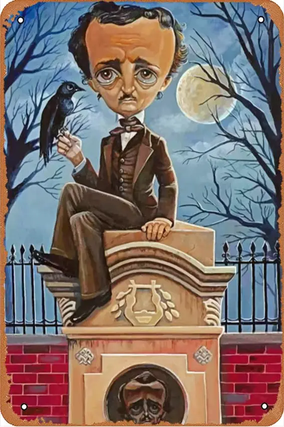 Plagáty Edgar Allan Poe Retro kovové značky Vintage stena dekorácie umenia cín, 8x12 palca (20x30 cm)