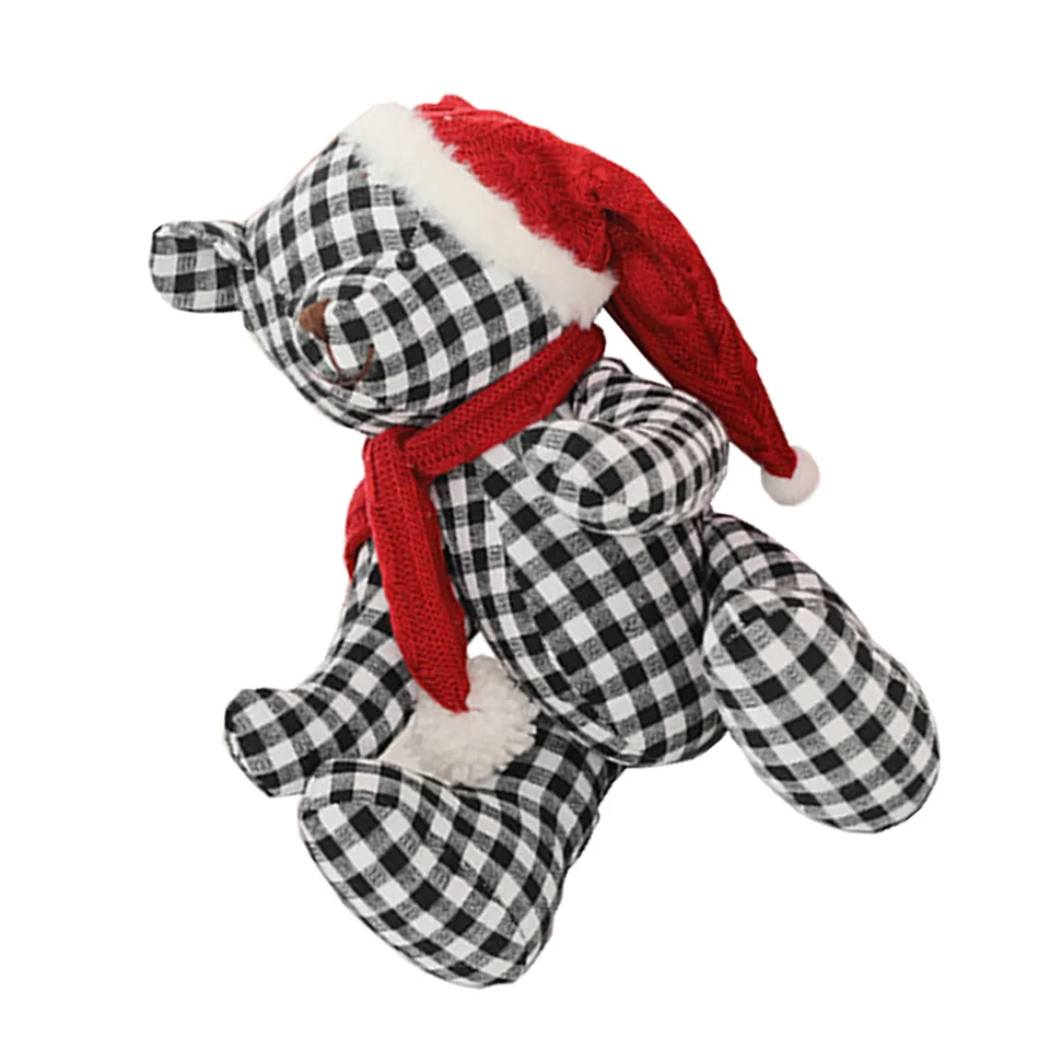 Plaid Bear Cartoon Grid hračky pre stolné plochy hračky vianočné ozdoby zdobenie