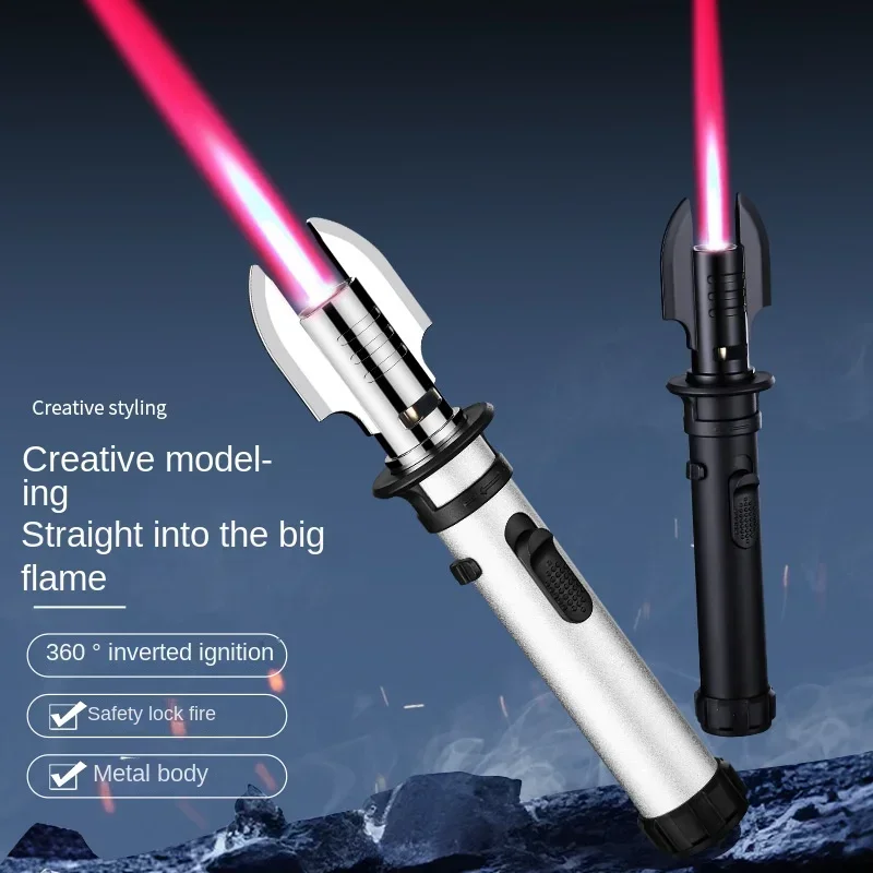 Planet Lightsaber Butane Plyn Svetžší 360 ° Použite kovový vonkajší veterná turbína Turbine Jet Lighter Gun BBQ Welding Cigar Tool