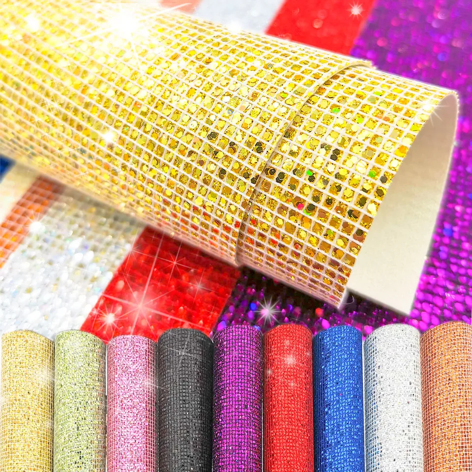 Plané flitry Glitter Hologram Iridescent tkanina Faux