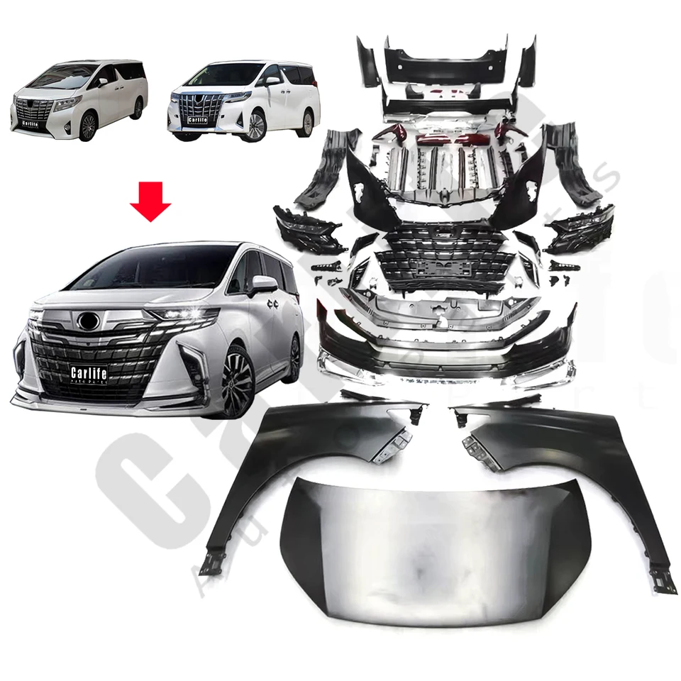 PLASTNÁ PLASTNÁ BUDERS Body Kit pre Toyota Alphard 30/35 Series 2015-2022 Konverzia na 40 sérií 2024 ModellistA