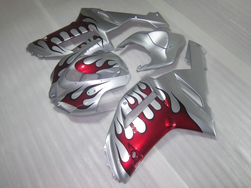 Plastová sada kapotážnej súpravy pre Kawasaki Ninja Zx6r 2007 2008 Rok vstrekovacia forma ZX-6R 07 08 Faquings Set strieborná červená
