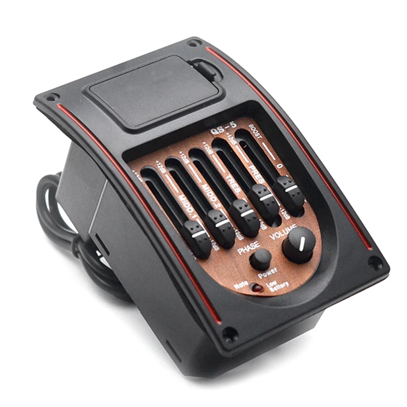Plastové 5-pásmové ovládacie prvky EQ EQUALER TUNER PIEZO PICKUP Akustická gitara predprelejová predzosilňovacia gitarová doplnky