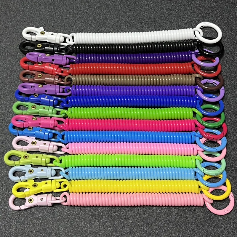 Plastové pružinové lano keychain pružinové kľúče kľúča natiahnuteľnú jarnú ornament reťazec