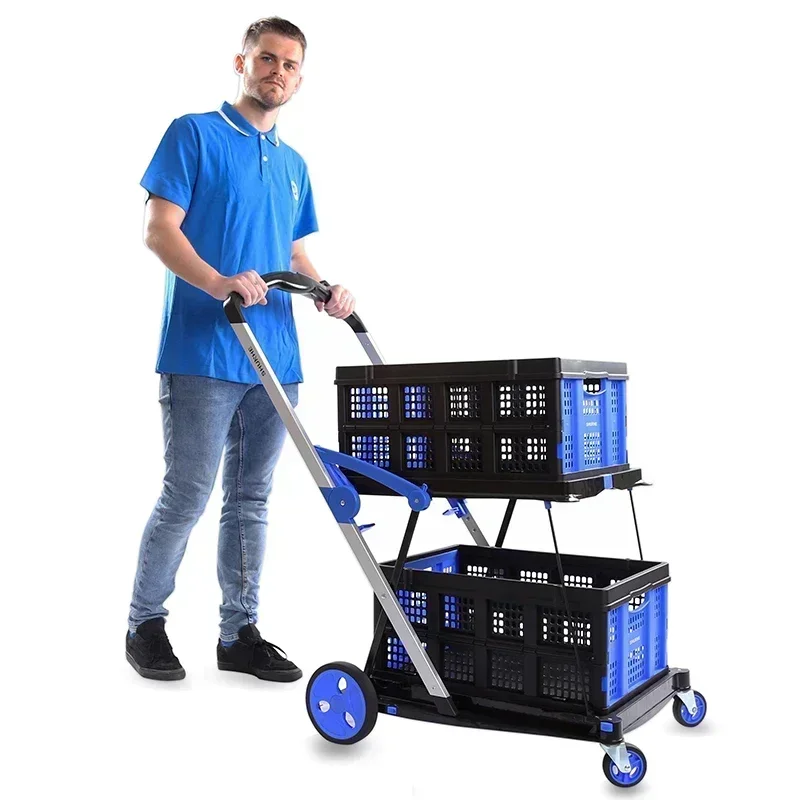 Plastové skladacie ručné nákladné auto, prenosný skladací vozík prenosný vozík, ručný vozík pre domácu kanceláriu cestovné supermarketové továrne Použitie