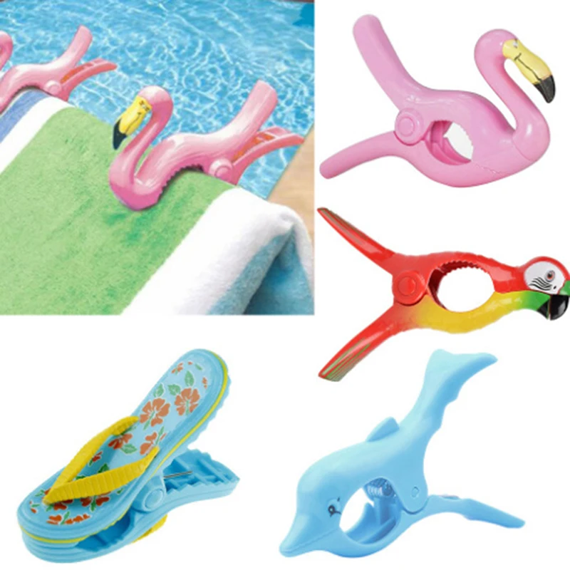 Plastové uteráky na plážové uteráky pre slnečné lôžko Sun Lounger Animal Decison Clothes Peg