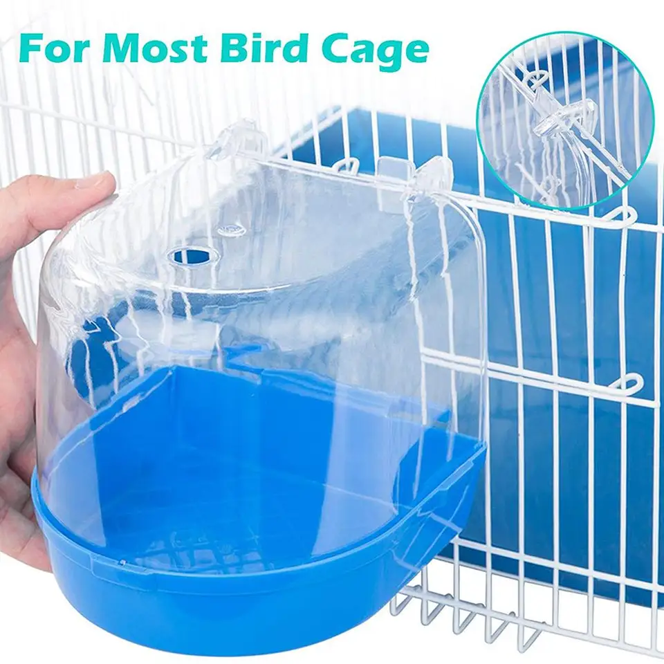Plastové vtáčie kúpeľ Bird Sprchovací kúpeľ Parrot kúpeľ zavesenie vtáčej klietky zrkadlo umývadlo vtáka Vodná vaňa Pet vták Miska domáce zviera vtáky Dodávky