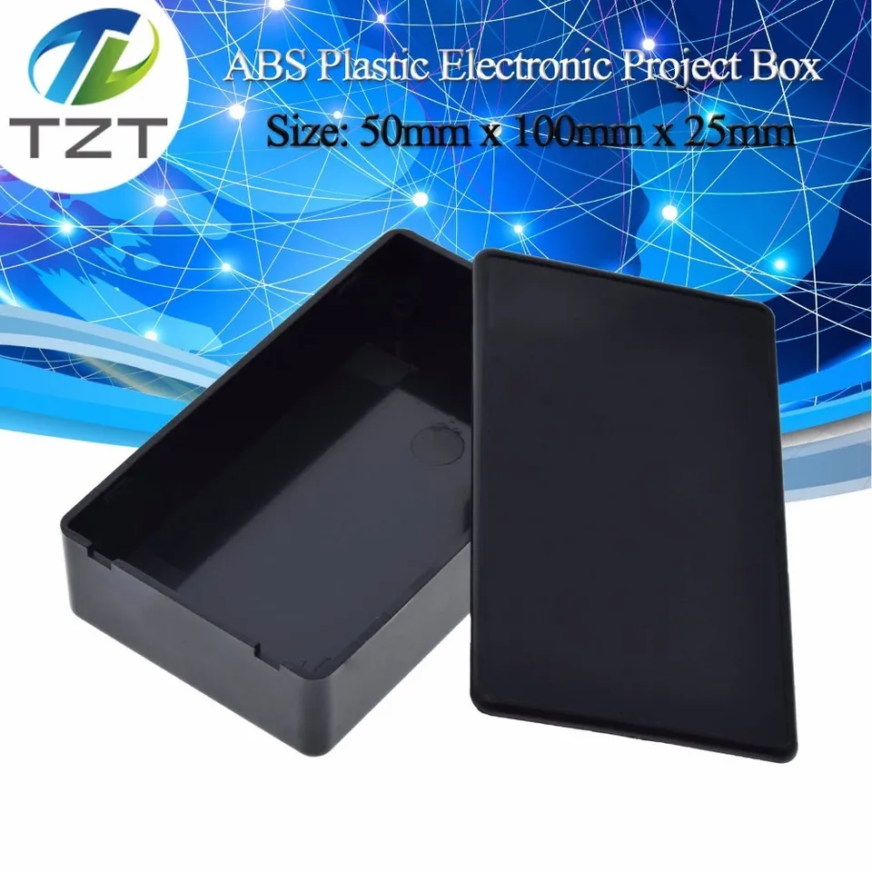 Plastový vodotesný kryt elektronický projektový prístroj Kryt pre domácich majstrov krabičky puzdro puzdro 100 x 60 x 25 mm čierna