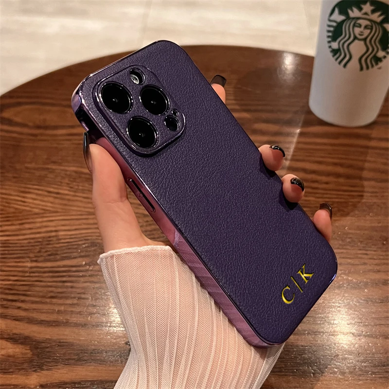 Platačný nárazník Luxury Luxury puzdro pre iPhone 16 15 14 13 12 11 11 Pro Max Personalizované prispôsobené iniciály Názov obal 14Pro