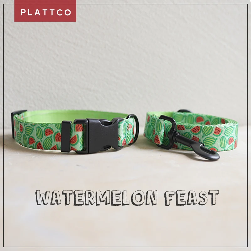 Plattco personalizovaný vodný melón sviatok psieho goliera sada nylonových tlačených šteniat pre malé stredne veľké PET 5 veľkostí PDC325