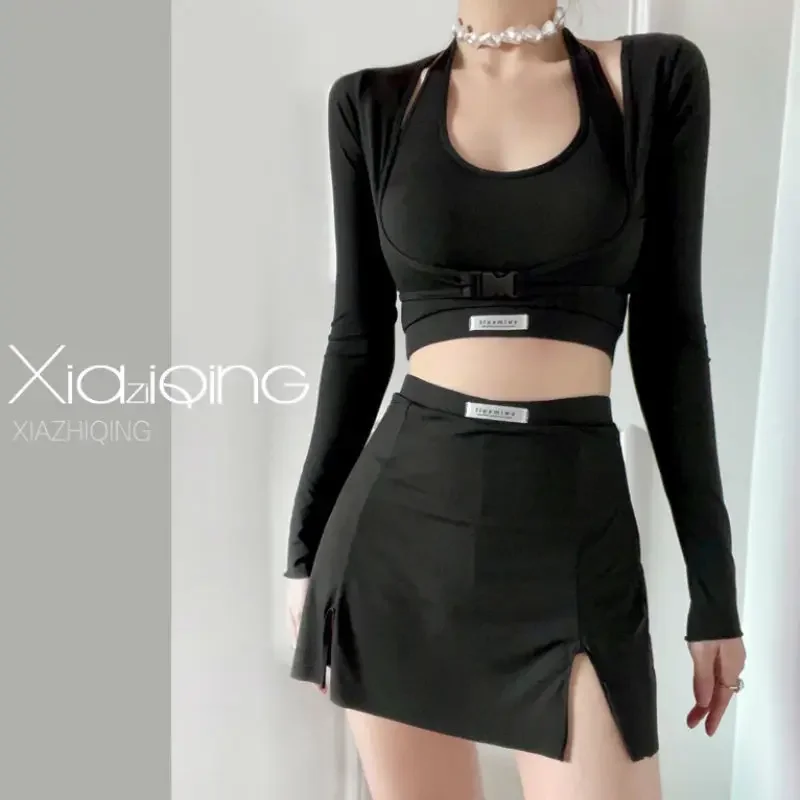 Plavky 2023 Nové kórejské sexy Solid Solid Sight Sighwear Dvojdielne plavky Žena s dlhým rukávom Monokini plavky na plávanie