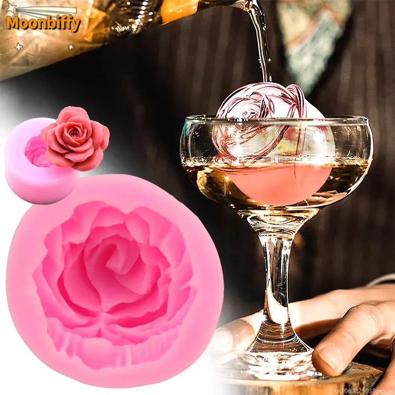 Pleseň ľadového výrobcu 3D ružový kvet v škatuli Silikone DIY DIY VIDIVE Image Folds Whisky Cocktail Vodka Bar Ware Party kuchynské zariadenie