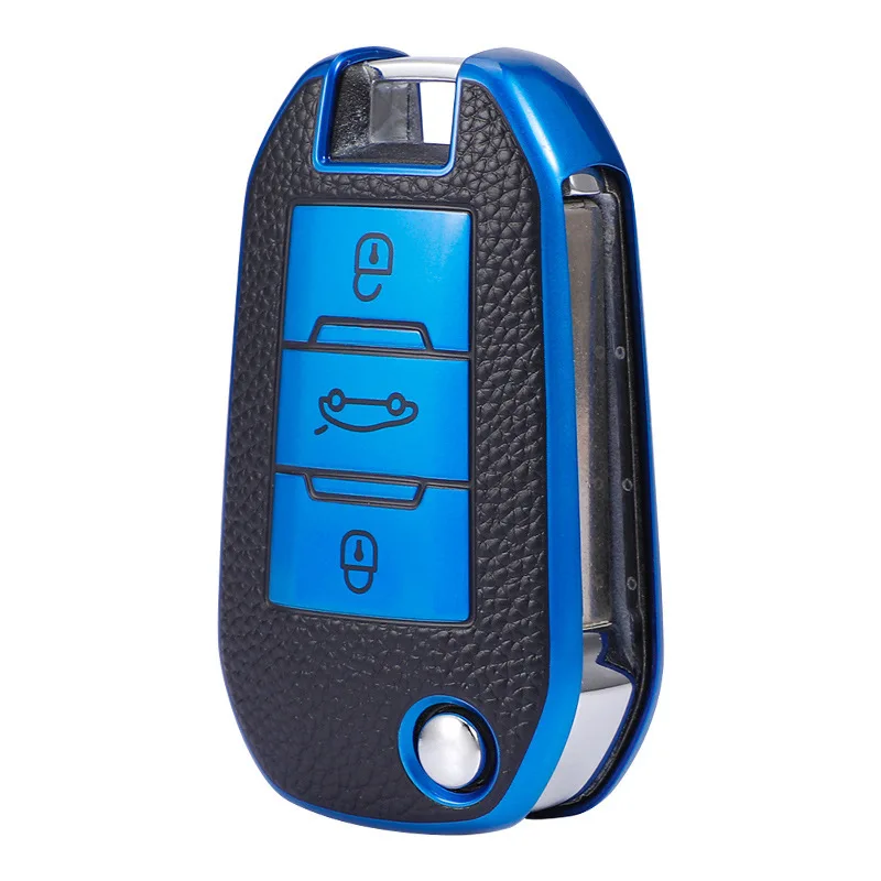 Pletenie pokožky TPU Kľúčové puzdro pre kľúče pre puzdro pre Peugeot 208 2008 308 3008 408 508 107 301 Citroen C4 Cactus C5 DS4 DS5 Holder FOB FOB