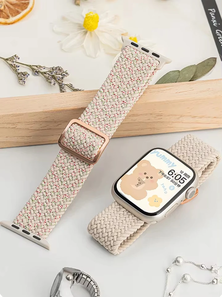 Pletená samostatná slučka pre Apple Watch Ultra Band 40 mm 44 mm 41 mm 38 mm 49 mm 45 mm Elastic nylon náramok IWATTS Series 9 8 7 3 SE STRAP