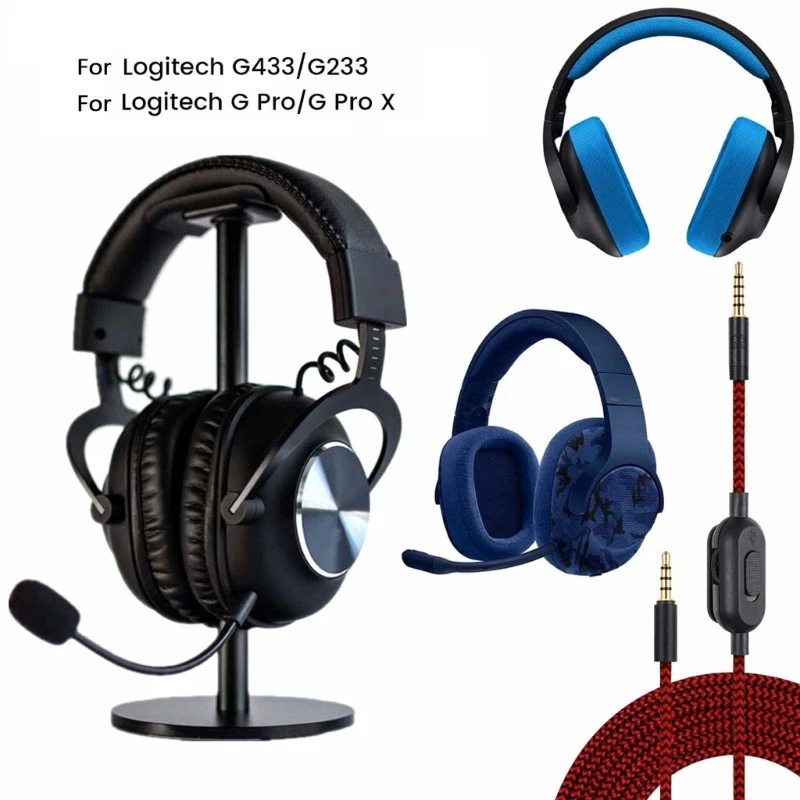 Pletené 4,92 stôp Výmena predlžovacieho kábla Forlogitech G433 G233 G Pro X Kábel pre slúchadlá s inline a ovládanie hlasitosti a ovládanie hlasitosti