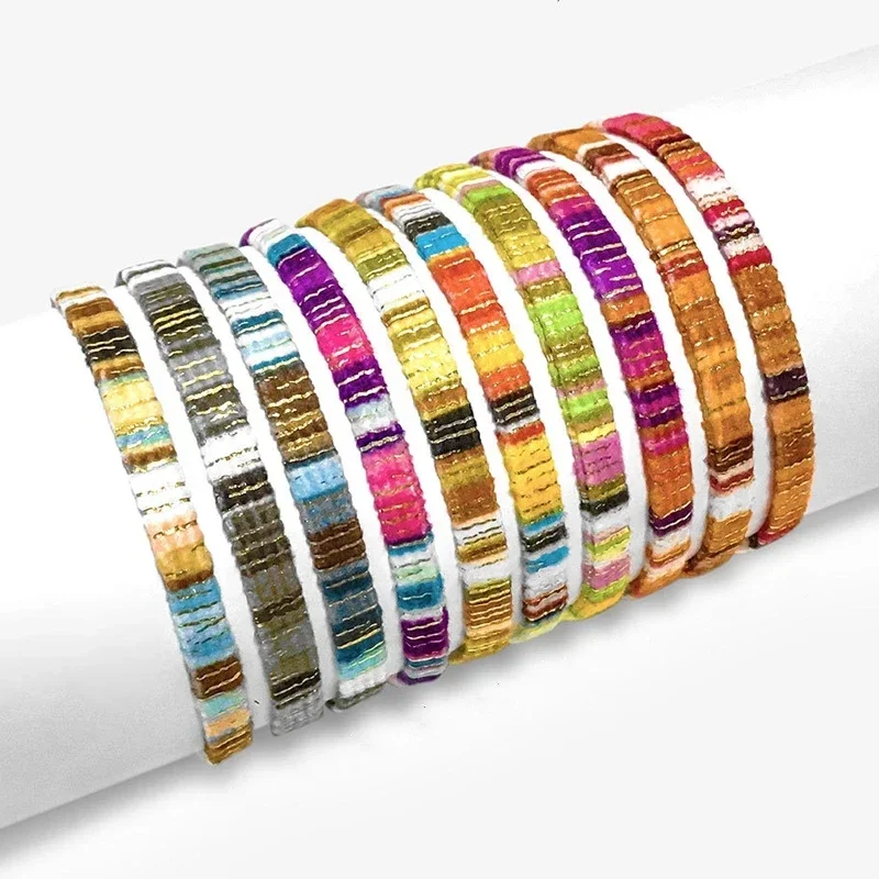 Pletené boho multicolor ručne tkané priateľstvo Náramok Ženy Men Kolumbia šnúra KONT KONT Ručne vyrábané plážové šperky Darček